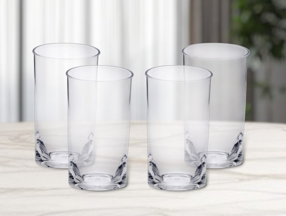 Set of Four Clear Tritan Plastic Highball Glasses HomeRoots
