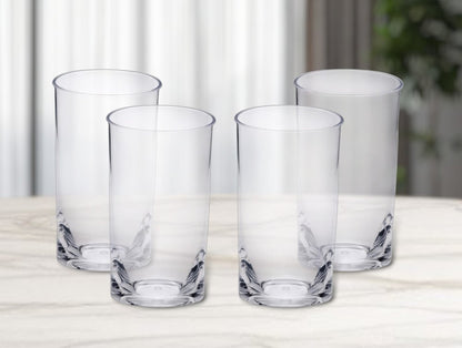 Set of Four Clear Tritan Plastic Highball Glasses HomeRoots