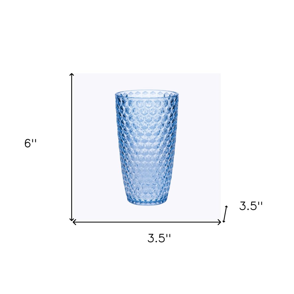 Set of Four Blue Acrylic Stemless Highball Glass HomeRoots