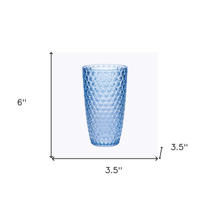 Set of Four Blue Acrylic Stemless Highball Glass HomeRoots