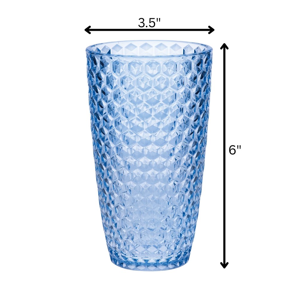 Set of Four Blue Geometric Acrylic Stemless Highball Glass HomeRoots