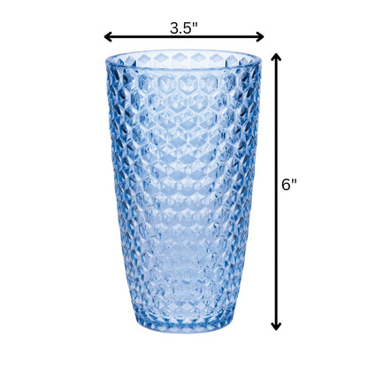 Set of Four Blue Geometric Acrylic Stemless Highball Glass HomeRoots