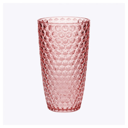 Set of Four Pink Geometric Acrylic Stemless Highball Glass HomeRoots