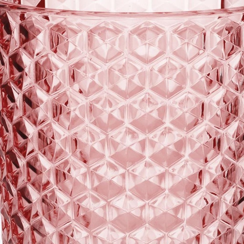 Set of Four Pink Geometric Acrylic Stemless Highball Glass HomeRoots