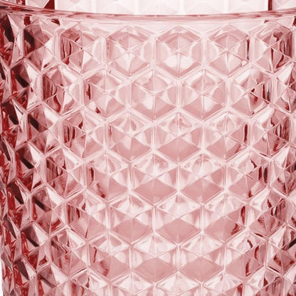 Set of Four Pink Geometric Acrylic Stemless Highball Glass HomeRoots