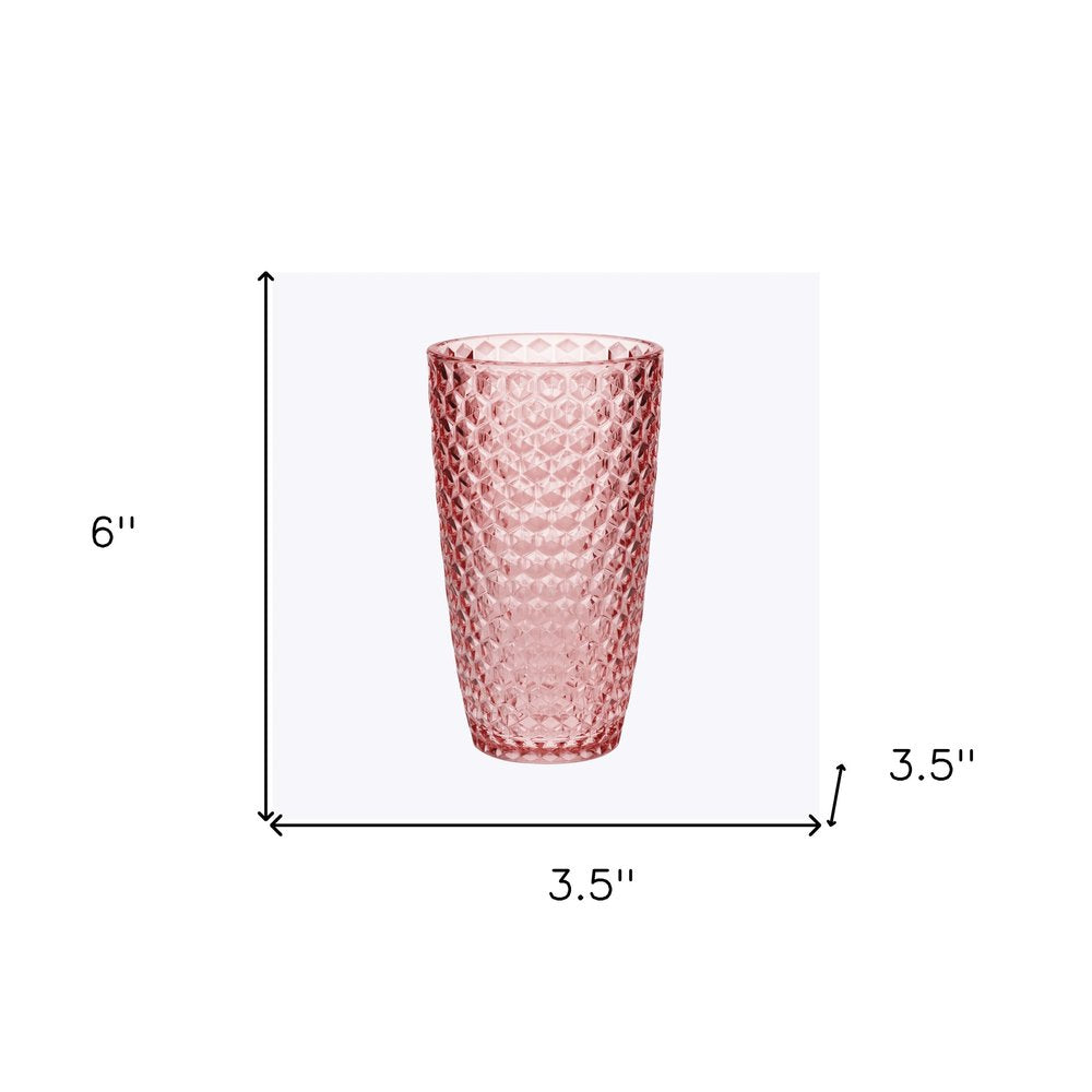 Set of Four Pink Geometric Acrylic Stemless Highball Glass HomeRoots