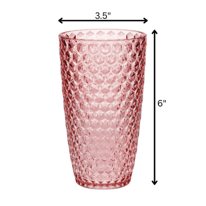 Set of Four Pink Geometric Acrylic Stemless Highball Glass HomeRoots