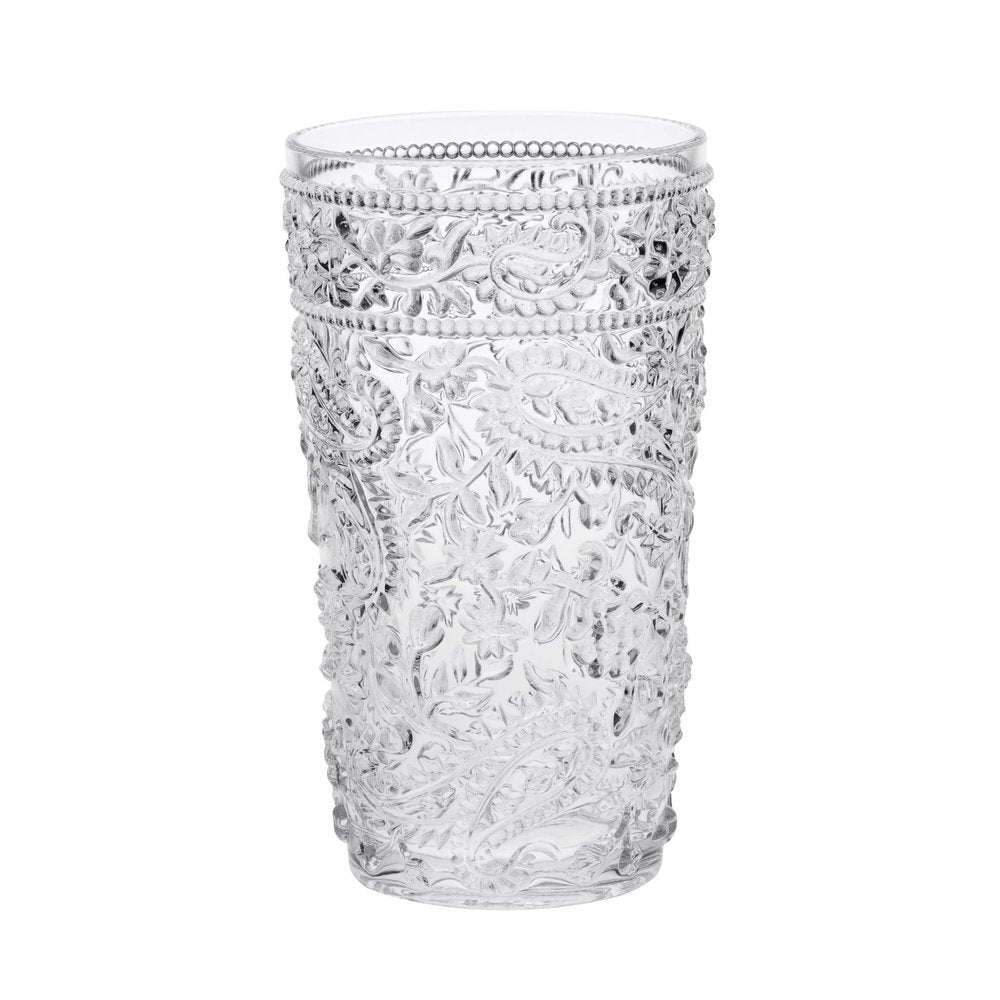 Set of Four Clear Paisley Acrylic Stemless Highball Glass HomeRoots