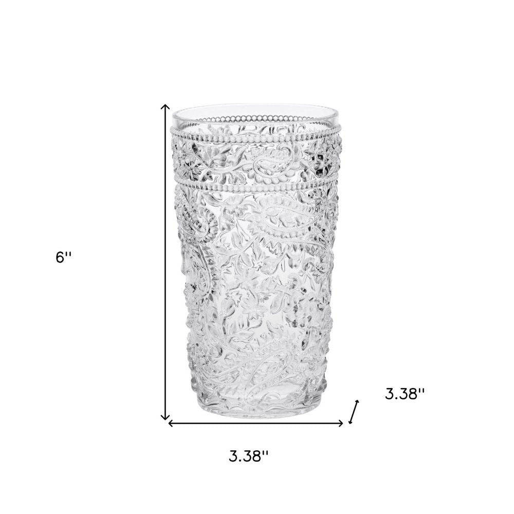 Set of Four Clear Paisley Acrylic Stemless Highball Glass HomeRoots