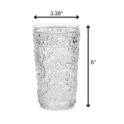 Set of Four Clear Paisley Acrylic Stemless Highball Glass HomeRoots