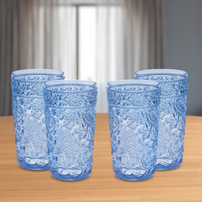 Set of Four Clear Paisley Acrylic Stemless Highball Glass HomeRoots
