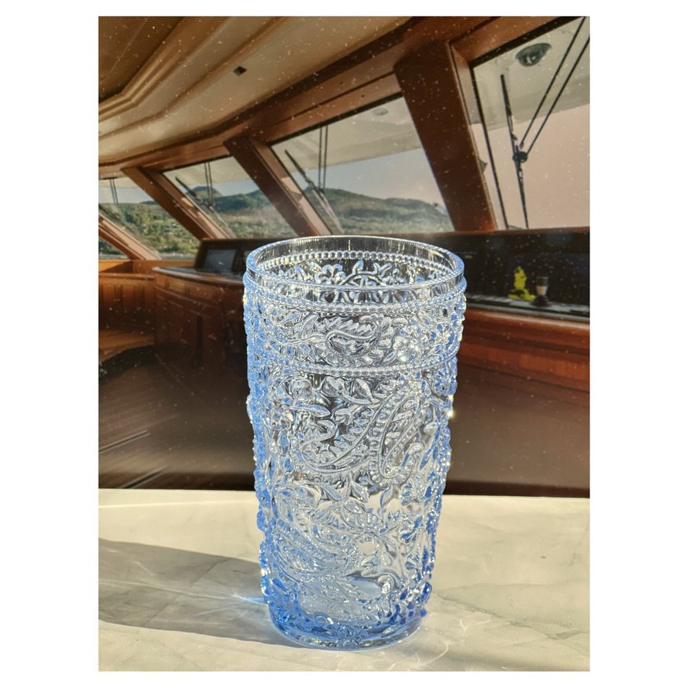 Set of Four Clear Paisley Acrylic Stemless Highball Glass HomeRoots