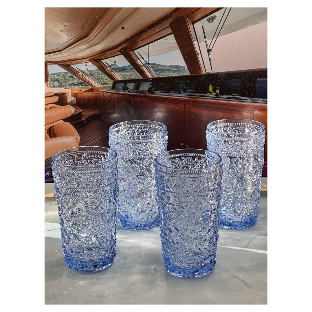 Set of Four Clear Paisley Acrylic Stemless Highball Glass HomeRoots