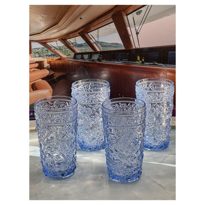 Set of Four Clear Paisley Acrylic Stemless Highball Glass HomeRoots