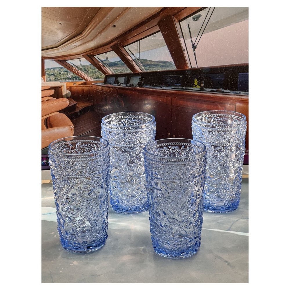 Set of Four Clear Paisley Acrylic Stemless Highball Glass HomeRoots
