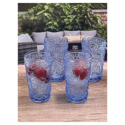 Set of Four Clear Paisley Acrylic Stemless Highball Glass HomeRoots