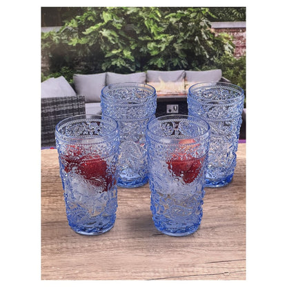 Set of Four Clear Paisley Acrylic Stemless Highball Glass HomeRoots