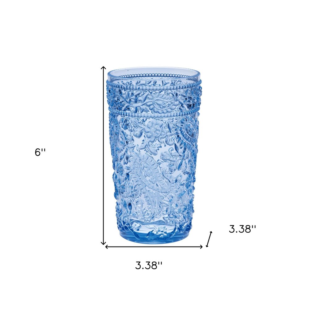 Set of Four Clear Paisley Acrylic Stemless Highball Glass HomeRoots