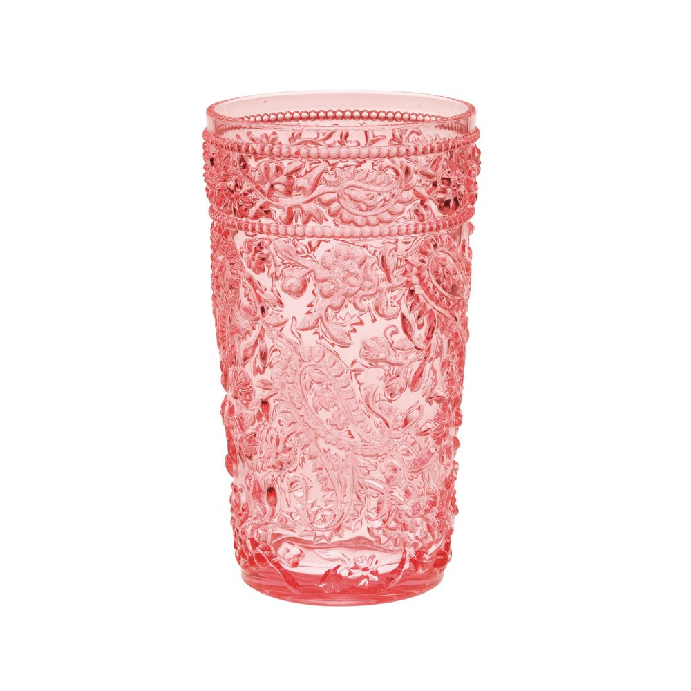 Set of Four Pink Paisley Acrylic Stemless Highball Glass HomeRoots