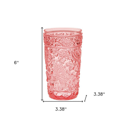 Set of Four Pink Acrylic Stemless Highball Glass HomeRoots