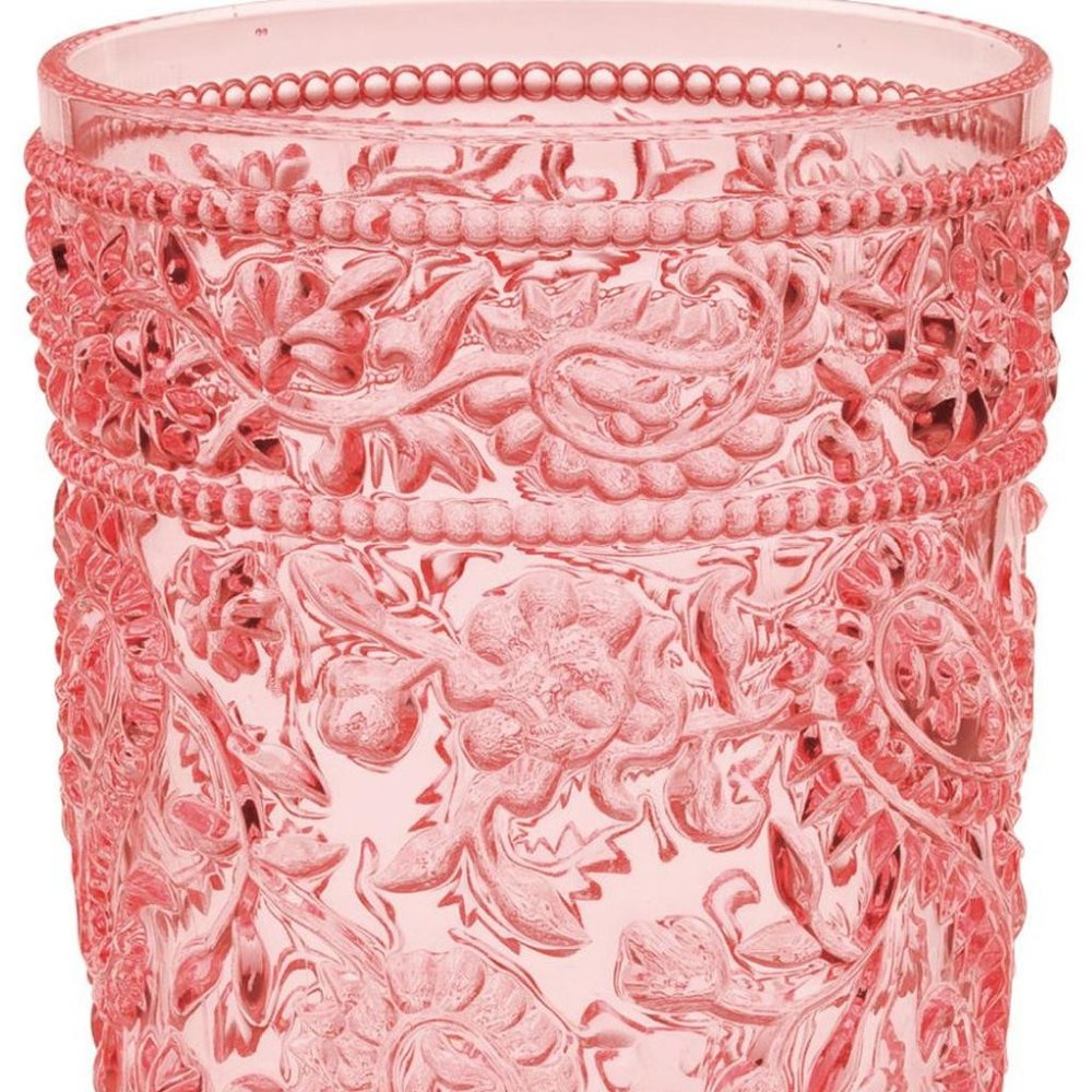Set of Four Pink Paisley Acrylic Stemless Highball Glass HomeRoots