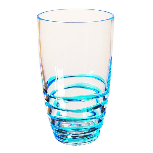 Set of Four Clear and Blue Swirl Acrylic Highball Glasses HomeRoots