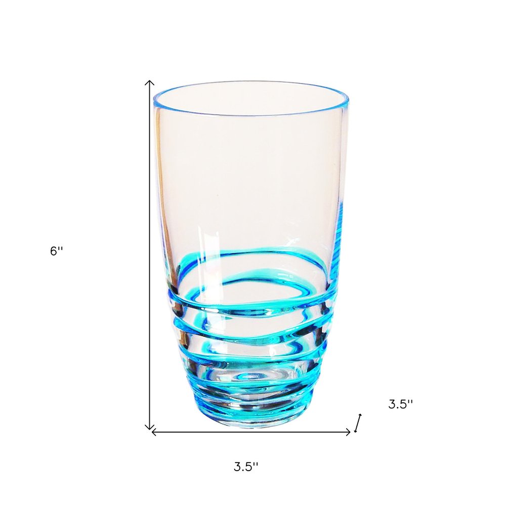 Set of Four Clear and Blue Swirl Acrylic Highball Glasses HomeRoots