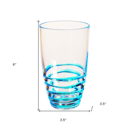 Set of Four Clear and Blue Swirl Acrylic Highball Glasses HomeRoots