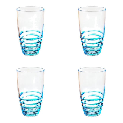 Set of Four Clear and Blue Swirl Acrylic Highball Glasses HomeRoots