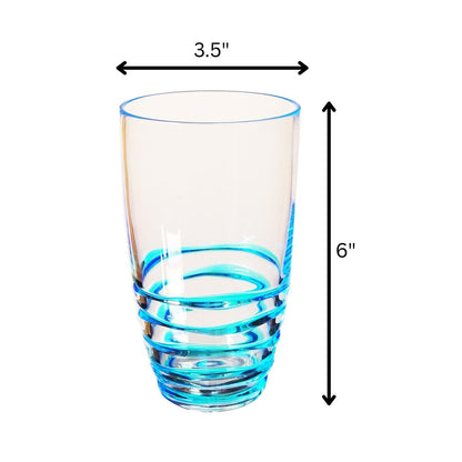 Set of Four Clear and Blue Swirl Acrylic Highball Glasses HomeRoots