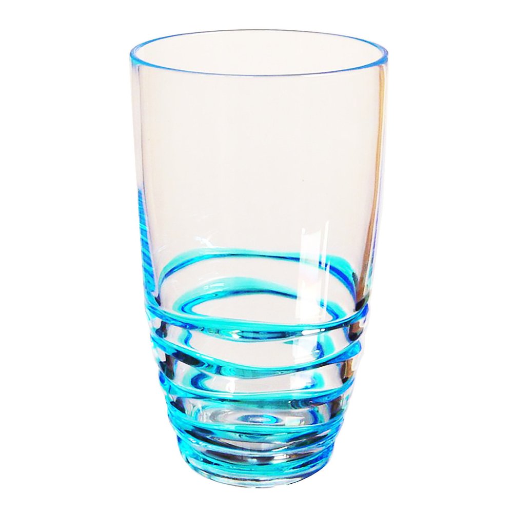 Set of Four Clear and Blue Swirl Acrylic Highball Glasses HomeRoots