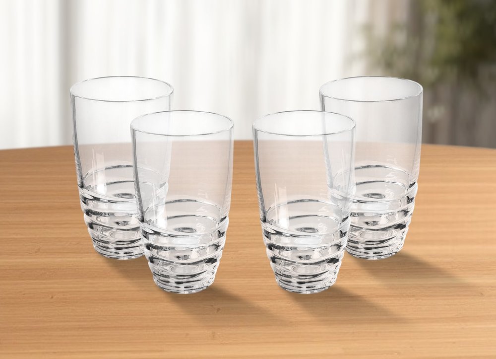 Set of Four Clear Swirl Acrylic Highball Glasses HomeRoots