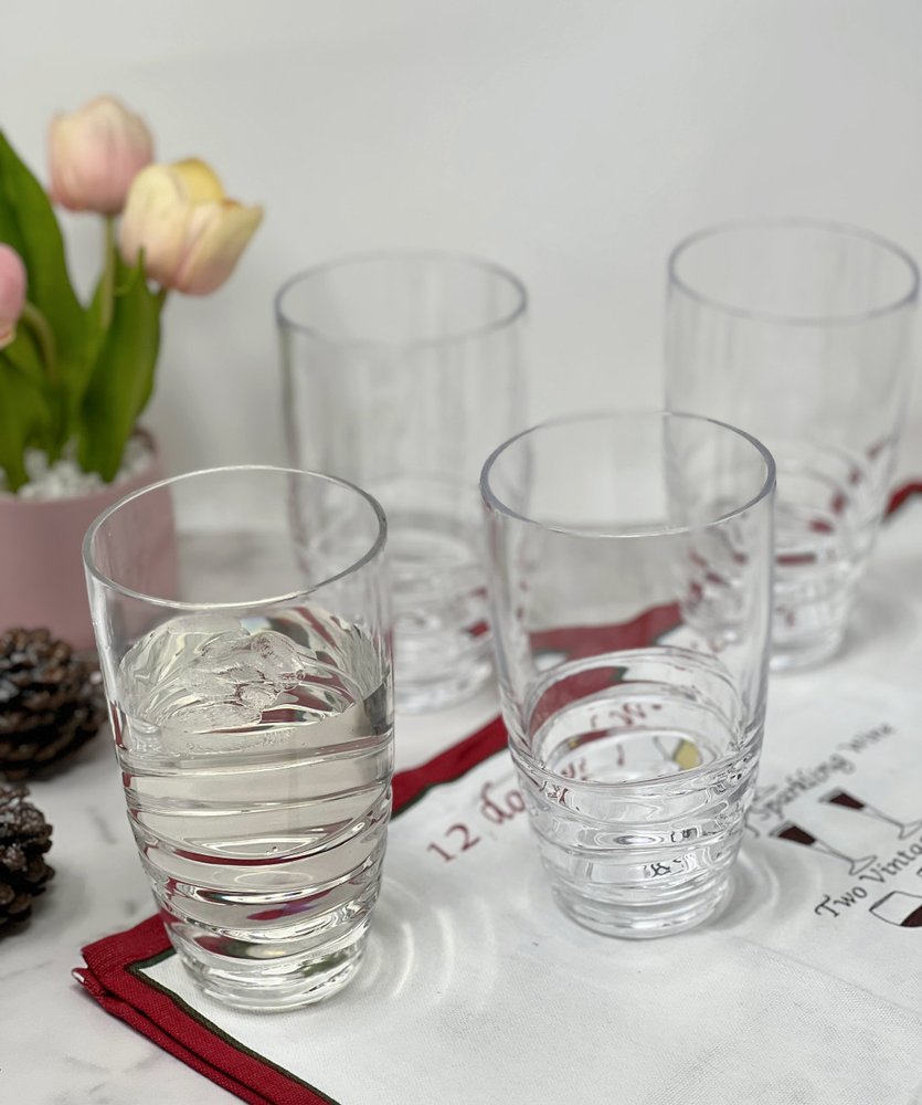 Set of Four Clear Swirl Acrylic Highball Glasses HomeRoots