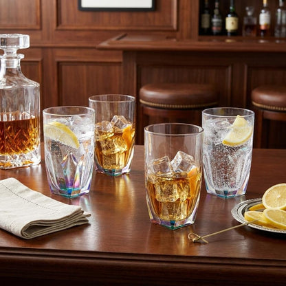 Set of Four Rainbow Acrylic Stemless Highball Glass HomeRoots