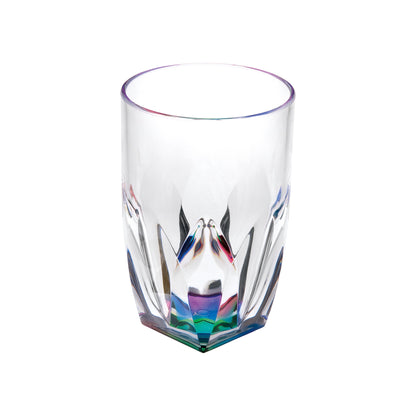 Set of Four Clear and Rainbow Geometric Acrylic Highball Glasses