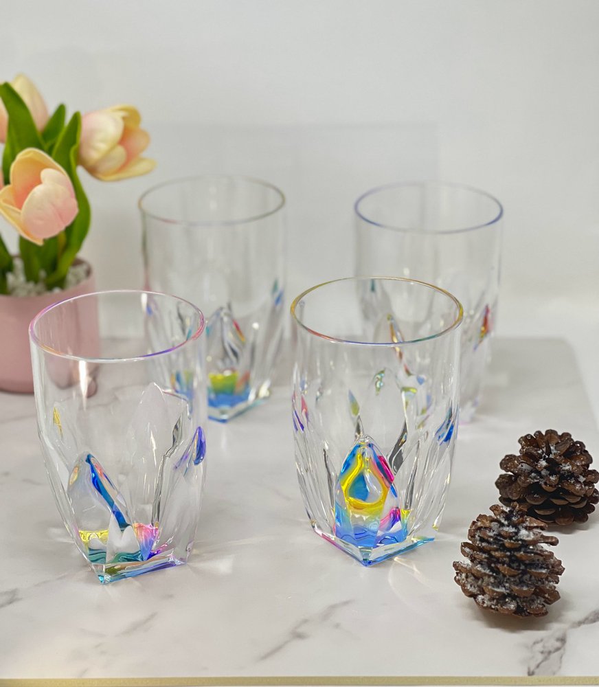 Set of Four Rainbow Acrylic Stemless Highball Glass HomeRoots