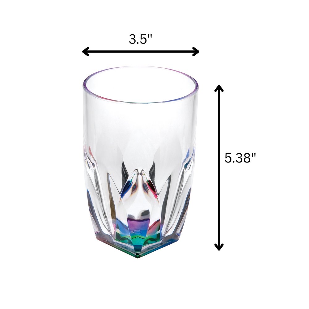 Set of Four Clear and Rainbow Geometric Acrylic Highball Glasses HomeRoots