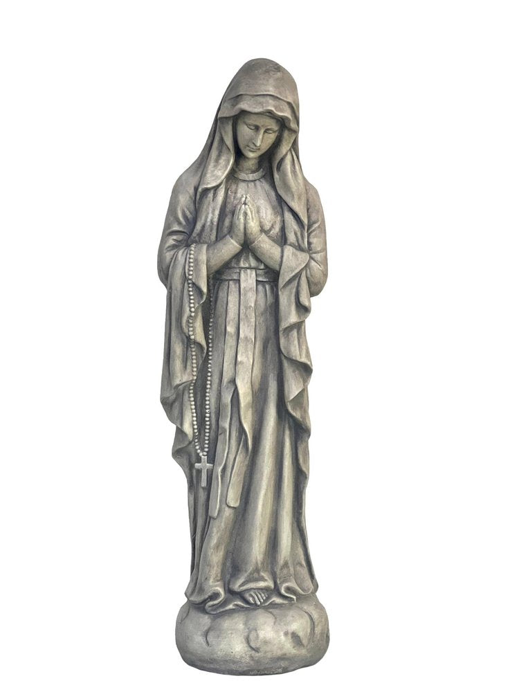 32" Gray Polyresin Virgin Mary Outdoor Statue — view 1