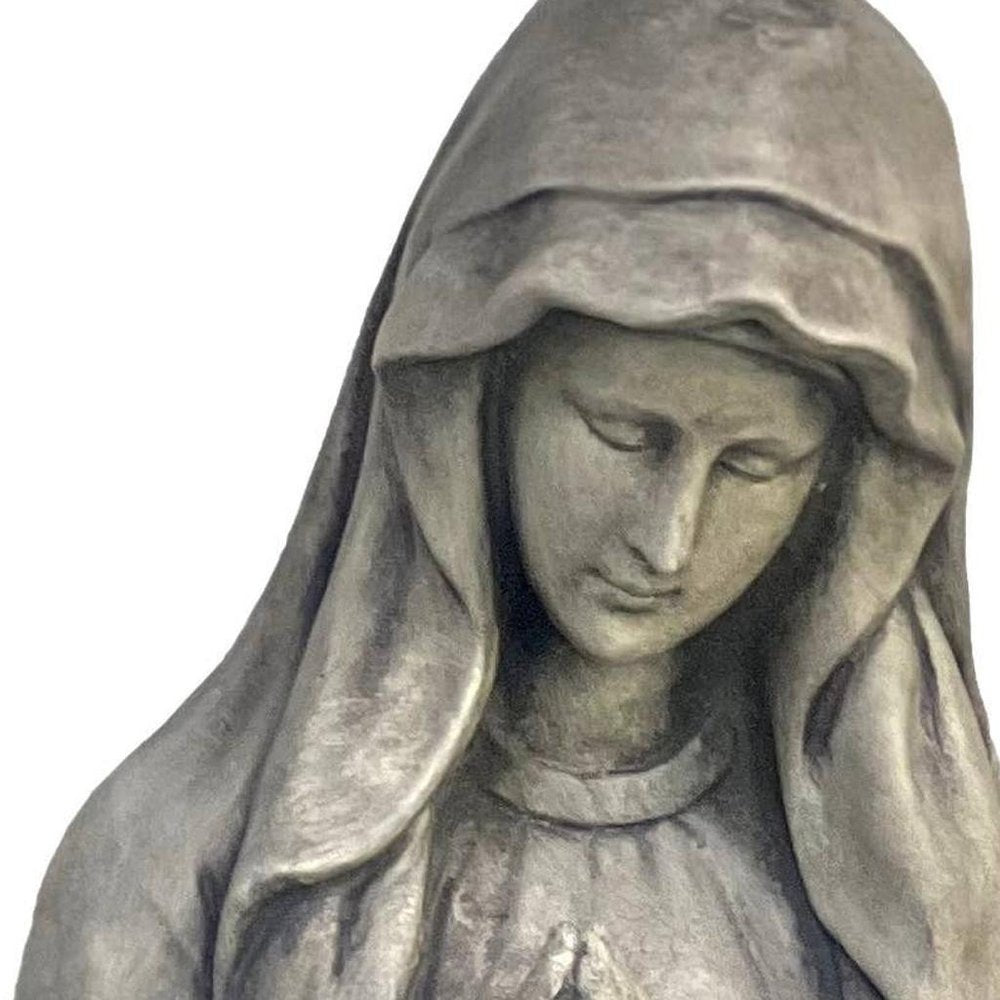 32" Gray Polyresin Virgin Mary Outdoor Statue HomeRoots