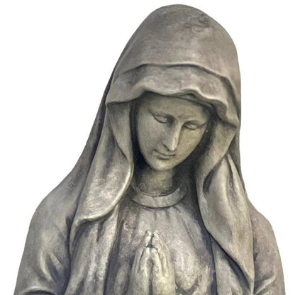 32" Gray Polyresin Virgin Mary Outdoor Statue HomeRoots