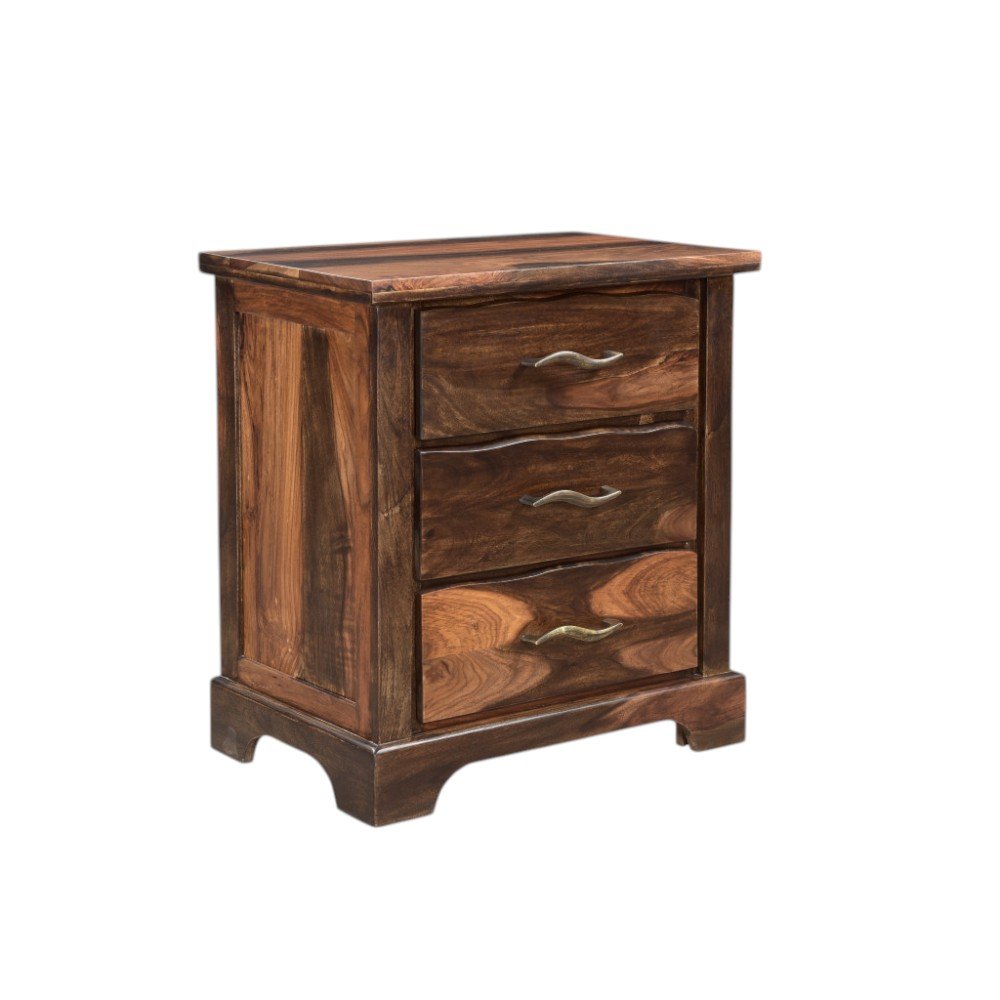 27" Dark Brown Solid Wood Three Drawer Nightstand HomeRoots