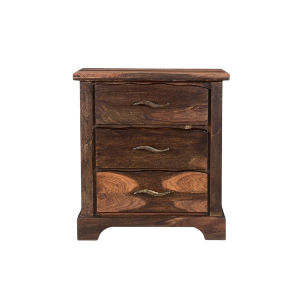 27" Dark Brown Solid Wood Three Drawer Nightstand HomeRoots
