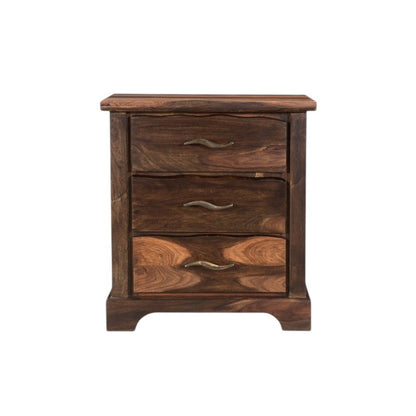 27" Dark Brown Solid Wood Three Drawer Nightstand HomeRoots