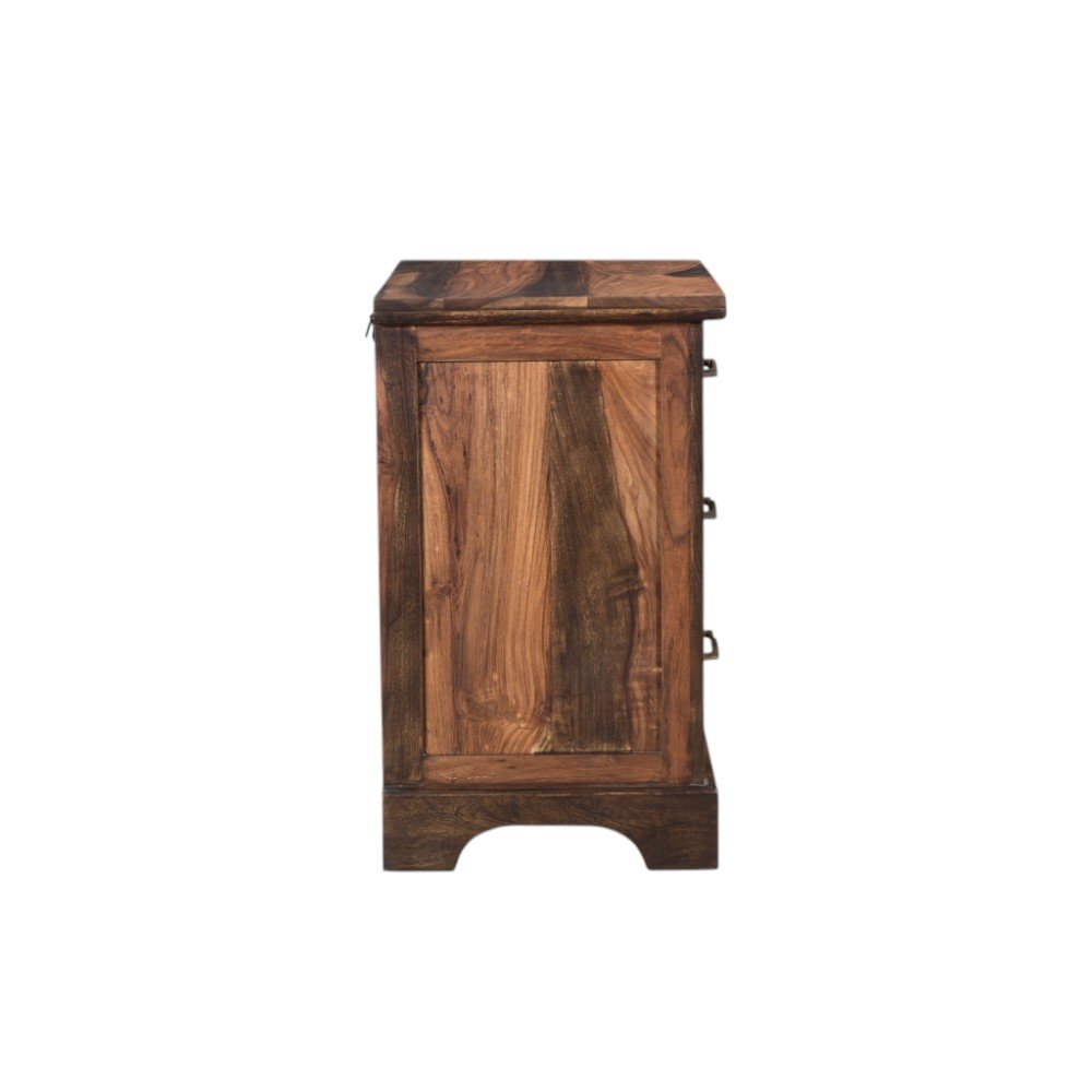 27" Dark Brown Solid Wood Three Drawer Nightstand HomeRoots