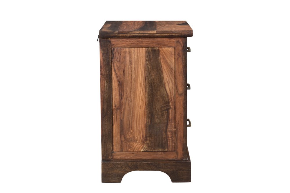 27" Dark Brown Solid Wood Three Drawer Nightstand HomeRoots