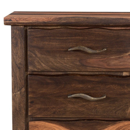 27" Dark Brown Solid Wood Three Drawer Nightstand HomeRoots