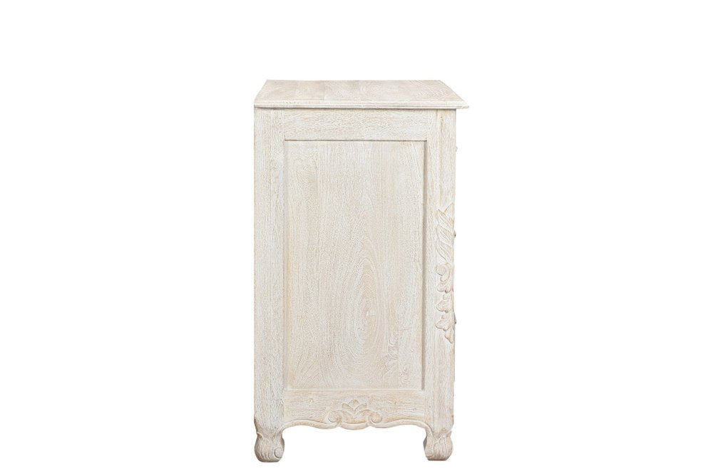 30" White Solid Wood Distressed Three Drawer Nightstand HomeRoots