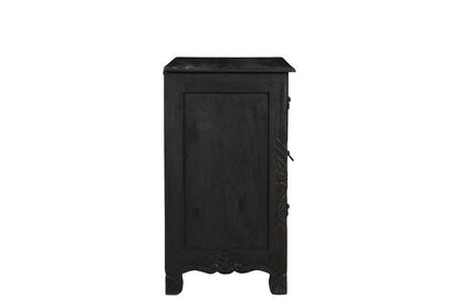 30" Black Solid Wood Distressed Three Drawer Nightstand HomeRoots