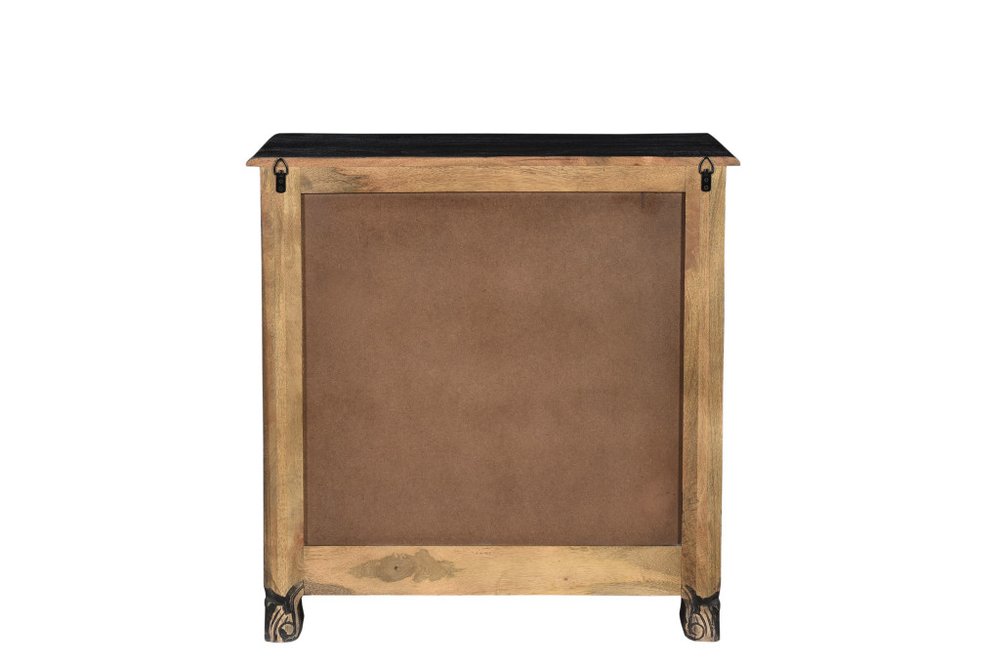 30" Black Solid Wood Distressed Three Drawer Nightstand HomeRoots