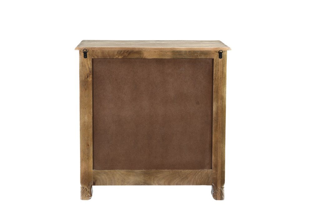 30" Distressed Gray Three Drawer Floral Carved Solid Wood Nightstand HomeRoots